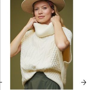 ANTHROPOLOGIE NWT Callahan Cable-Knit Turtleneck Poncho Sweater Size M.